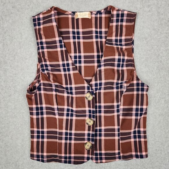 Altar'd State Vest Juniors Size Medium Plaid *****CHECK MEASUREMENTS-RUNS SMALL - Picture 1 of 7